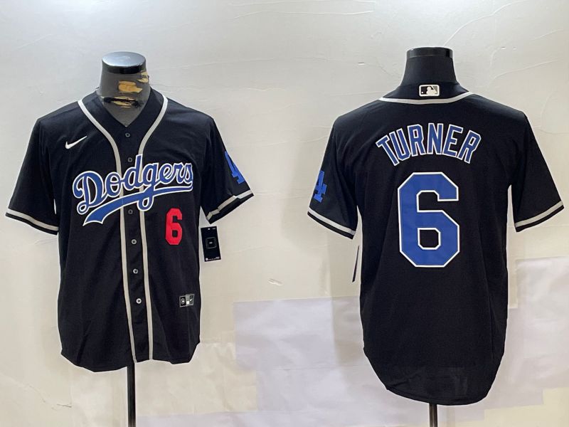 Men Los Angeles Dodgers #6 Turner Black Game 2024 Nike MLB Jersey style 1120->los angeles dodgers->MLB Jersey